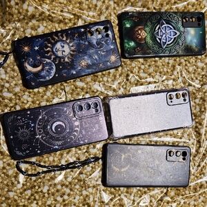 Celestial Sun and Moon Phone Case - Black and Gold For  S20fe